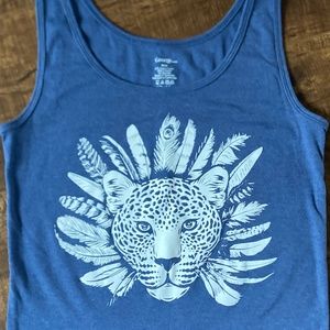 Heather Navy Leopard print Tank Top